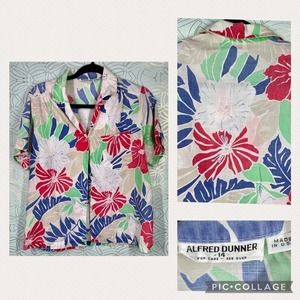 Alfred Dunner 14 Women’s VTG floral tropical button up down light short sleeves